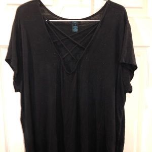 Black short sleeve black top